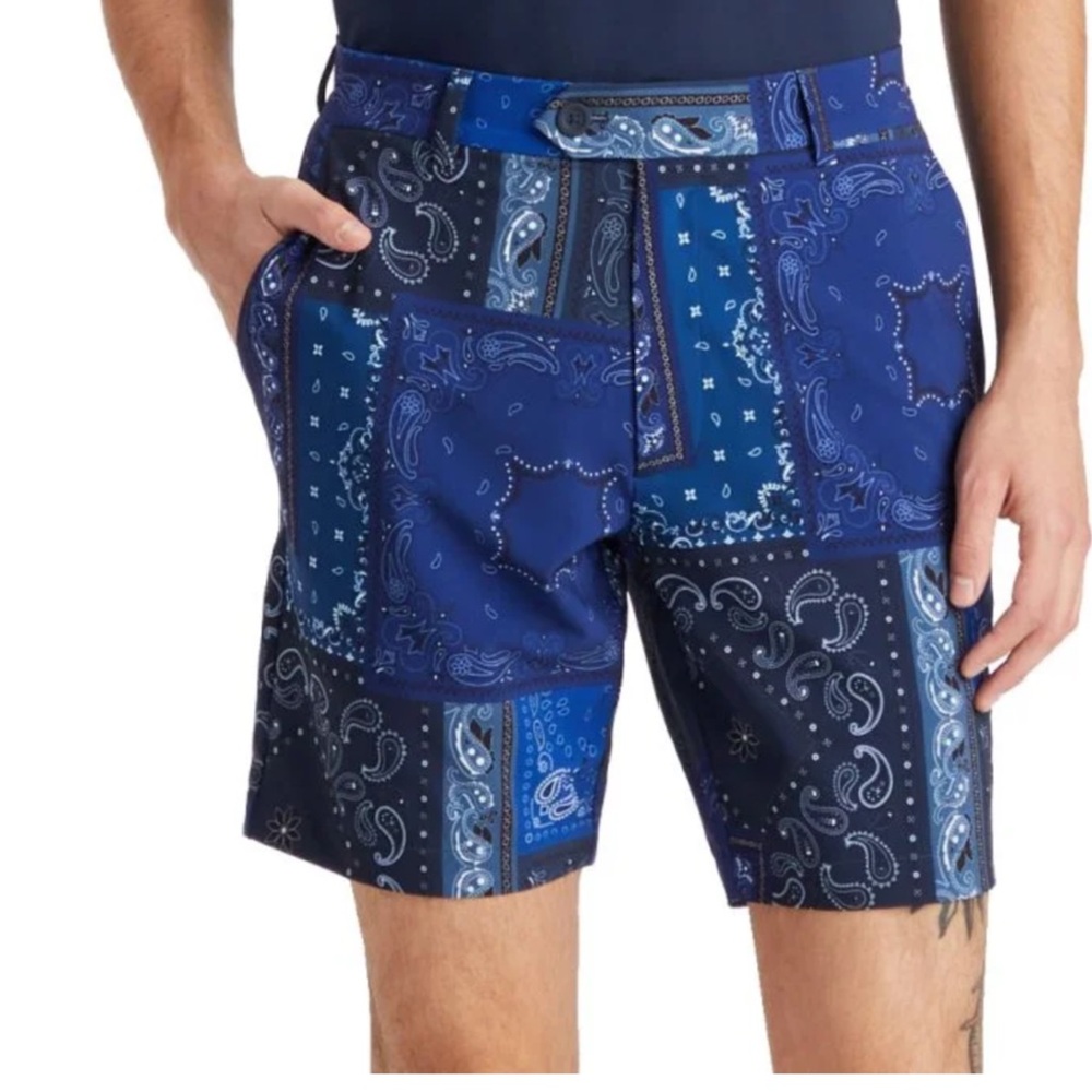 G/FORE Bandana Paisley Print Maverick 4 Way Stretch Golf Shorts Size 36